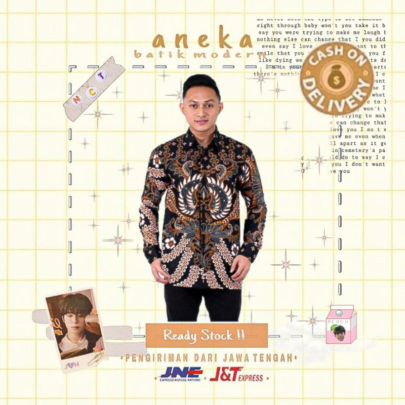 KEMEJA BATIK PRIA COWOK KONDANGAN KERJA WARNA COKLAT HITAM COKLAT SUSU M L XL LEBARAN