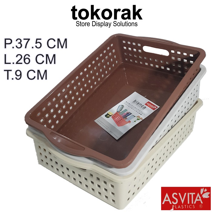 KERANJANG BIANCA BK-186 ASVITA STORAGE BASKET KERANJANG PLASTIK SEGI