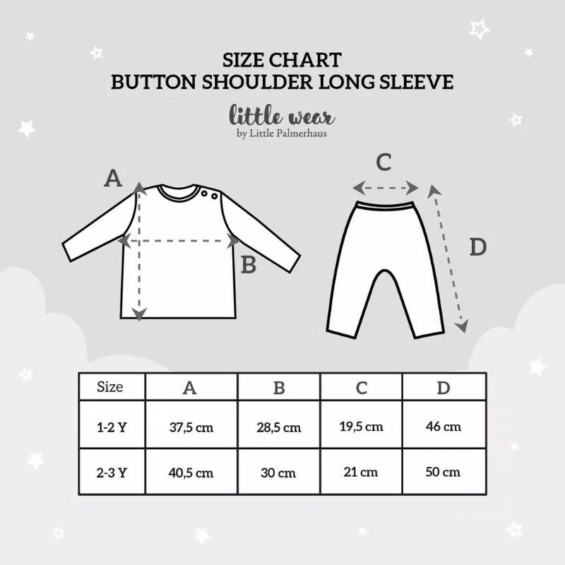 Lakuku - Little Palmerhaus Setelan Baju Piyama lengan panjang anak Bayi Little Wear Button Long Sleeve Bamboo