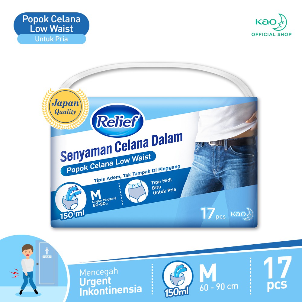 Relief Low Waist Popok Dewasa Celana Pria M 17 pcs