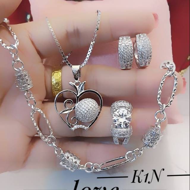 Set perhiasan xuping gelang kalung cincin anting lapis emas 24k 2206