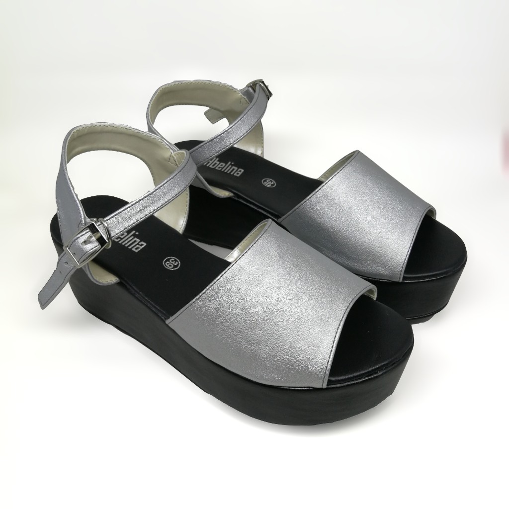 Abelina Klasy Wedges - Sepatu Sandal Sendal Sedal Slop Selop Tali Wanita Cewek Ibu Ibu Dewasa Weges 