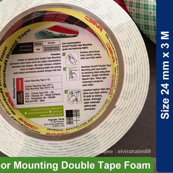 

Baru - 3M Scotch Double Tape Mounting Indoor 24 mm x 3 M Serbaguna Di Ruangan STOCK TERLARIS