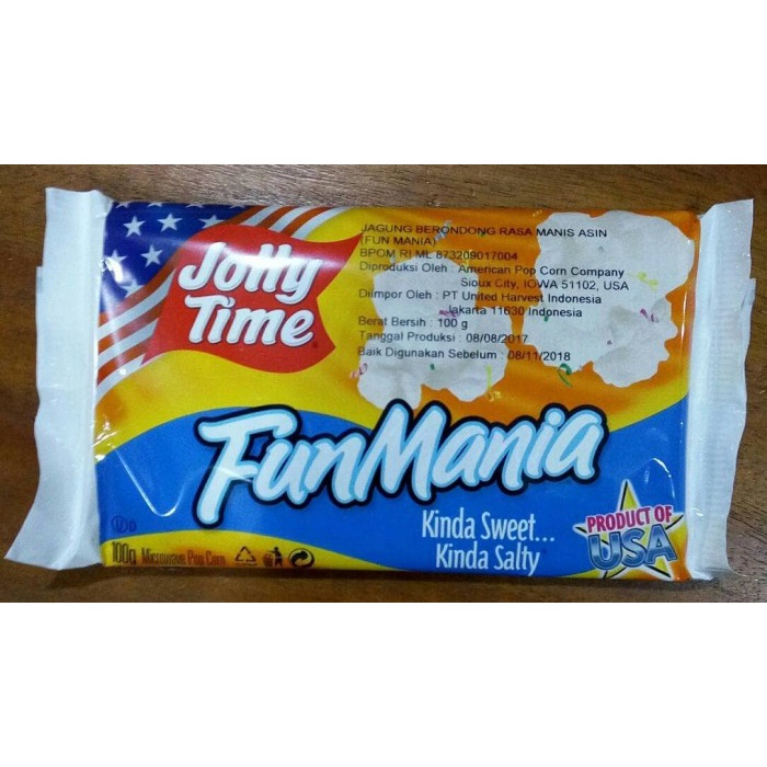 

54eh Promo Popcorn Jolly Time "Fun Mania" 60Jh