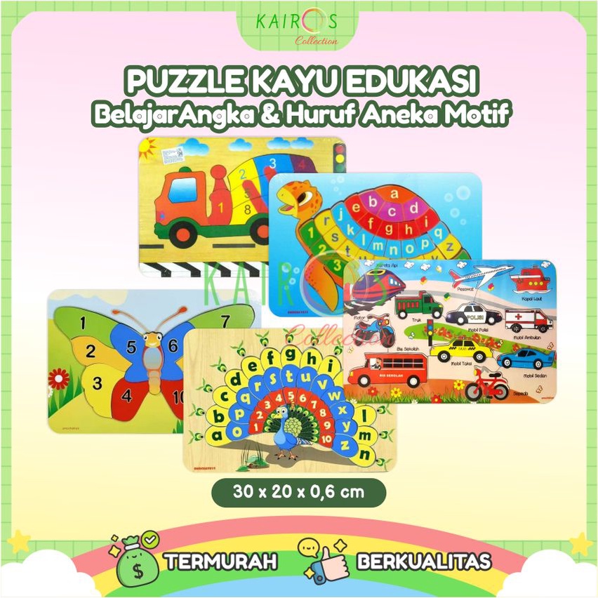 Puzzle Kayu Edukasi Anak Mainan Kayu Anak Belajar Aneka Motif