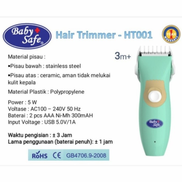 BABY SAFE Hair Trimmer Alat Cukur Rambut Bayi Cukuran Babysafe