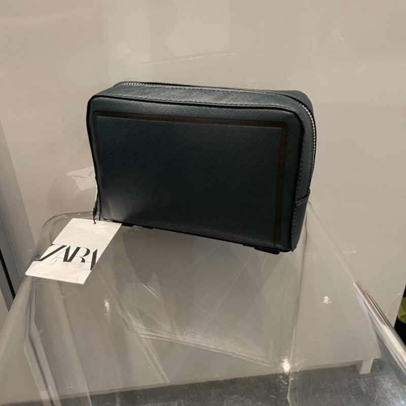 Zara Man Sling Hand Bag Tas Pria Clutch Selempang Dark Green - Original BNWT