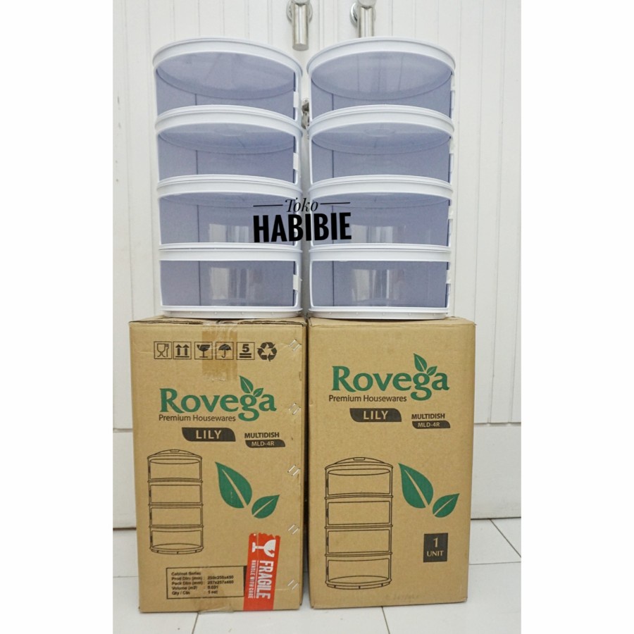 ROVEGA Rak Tudung Saji Plastik Kekinian Makanan Minimalis Miya 4 Susun