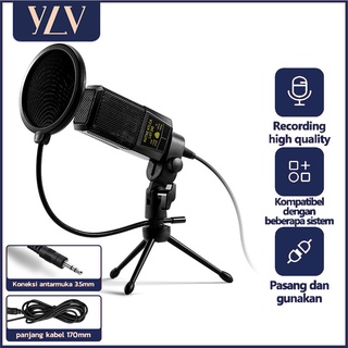 YLV 3.5mm Microphone Live Mic Condenser Microphone Recording Streaming Podcast PC