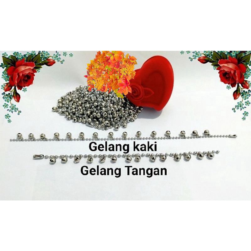 GELANG TANGAN DAN KAKI MONEL BOLA BOLA KERINCING WARNA SILVER