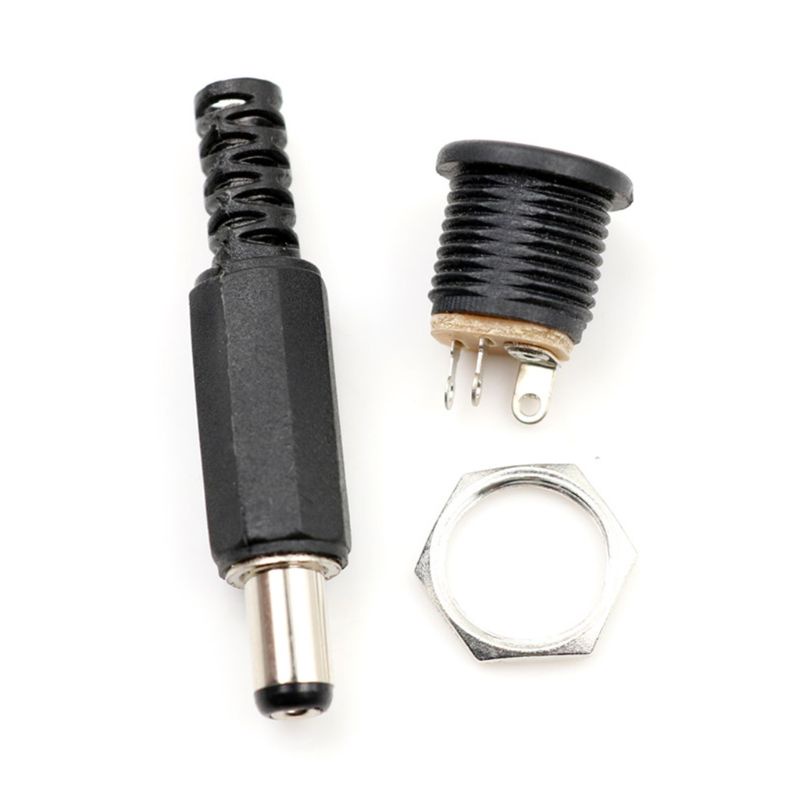 btsg 10 pcs 12V 3A Plastic Male Plugs + Female Socket Panel Mount Jack DC Power Connector Electrical Supplies
