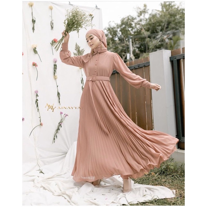 Hazel Dress Rosewood @ainayya.id