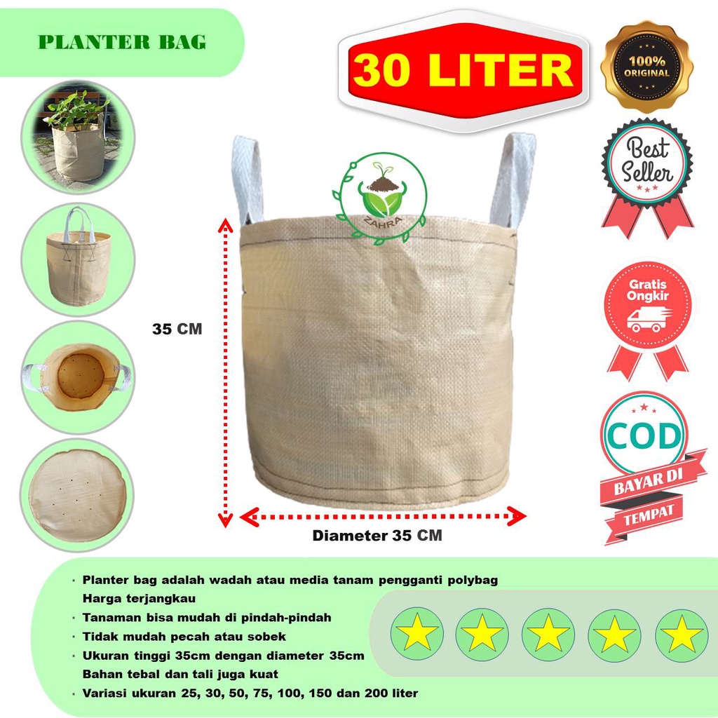 Pot tanaman planterbag diameter 35 x 35 planter bag ukuran kurleb 30 liter kuat harga grosir