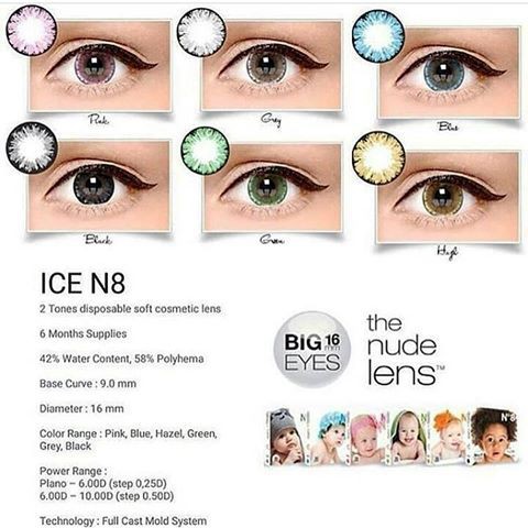 SOFTLENS X2 N8 ICE NUDE NORMAL BIG EYES 16MM GRATIS TEMPAT SOFLEN