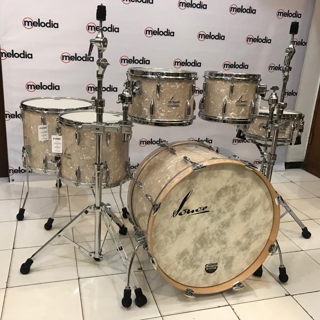 Jual Sonor Vintage Series white Pearl, Drum Set 6pcs +Hardware Shopee