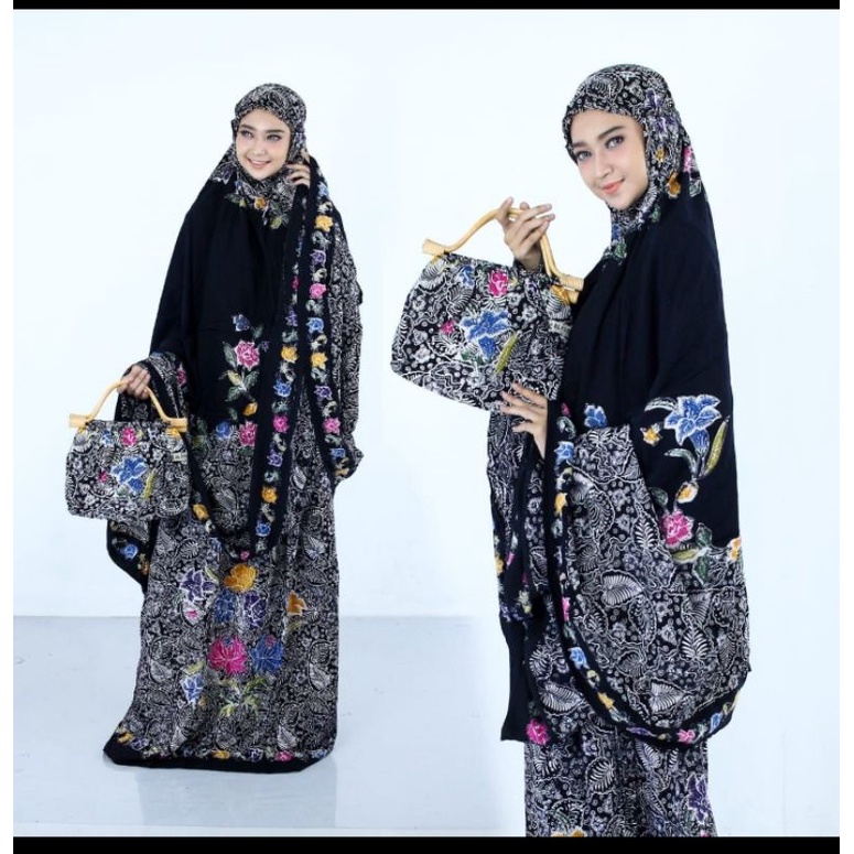 Mukena batik encim Al fariz handle rotan hitam