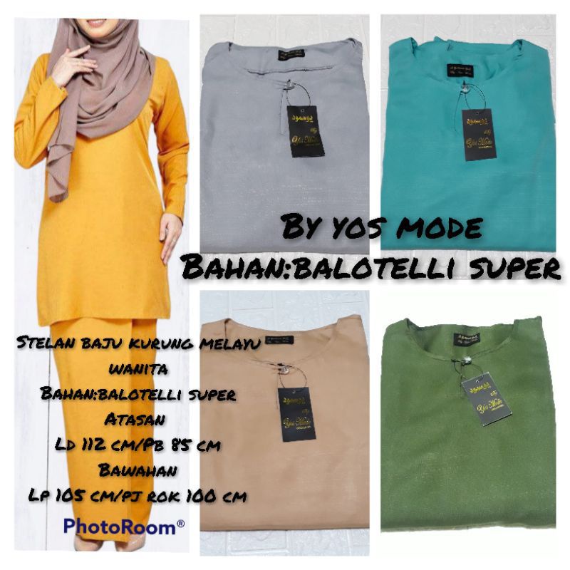 Setelan Kebaya Melayu Baju Kurung Wanita 1set Celana Rok Bahan Balotelly Super High Quality/Pakaian 