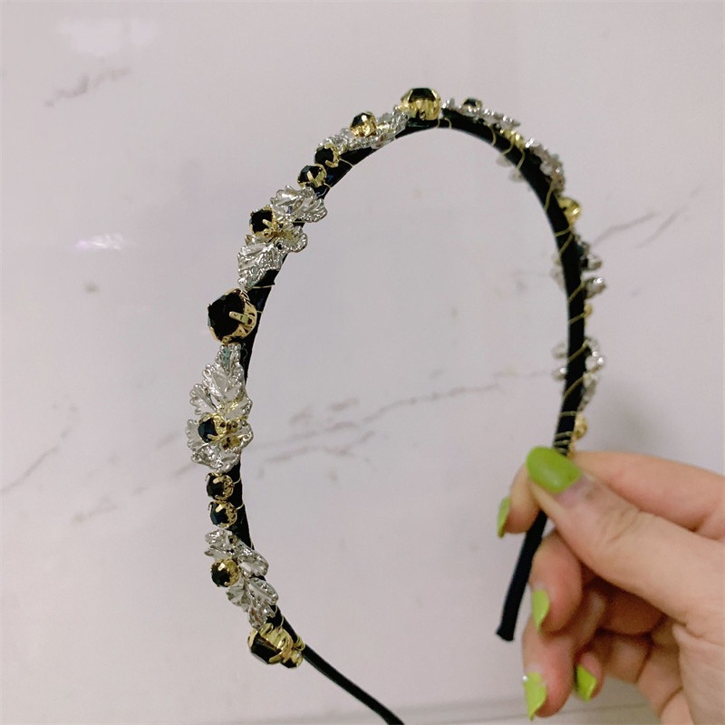 Bando Bentuk Daun Bahan Alloy Aksen Kristal Berlian Imitasi Warna-Warni Untuk Wanita