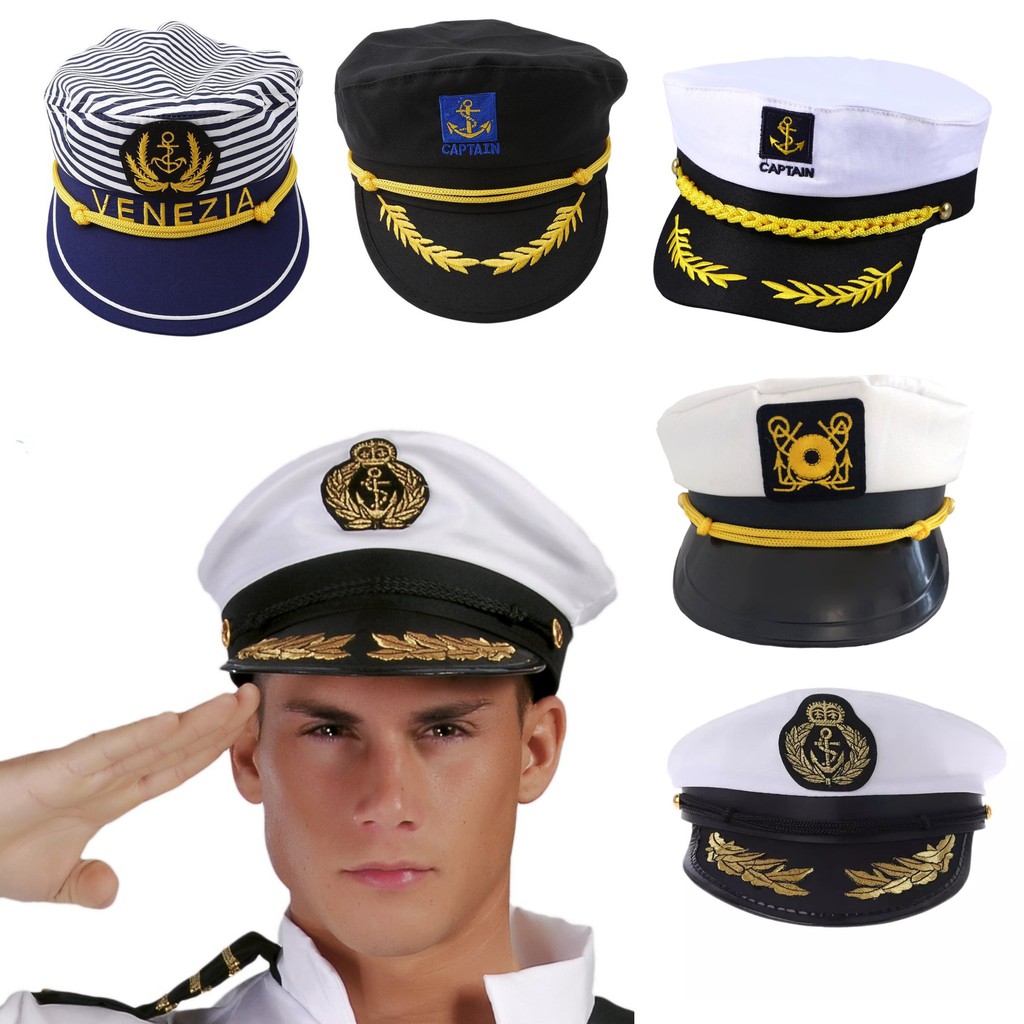 WYNG - White Yacht Navy Skipper Sailor Military Nautical Captain Hat - Topi Kapten Pelaut Venezia