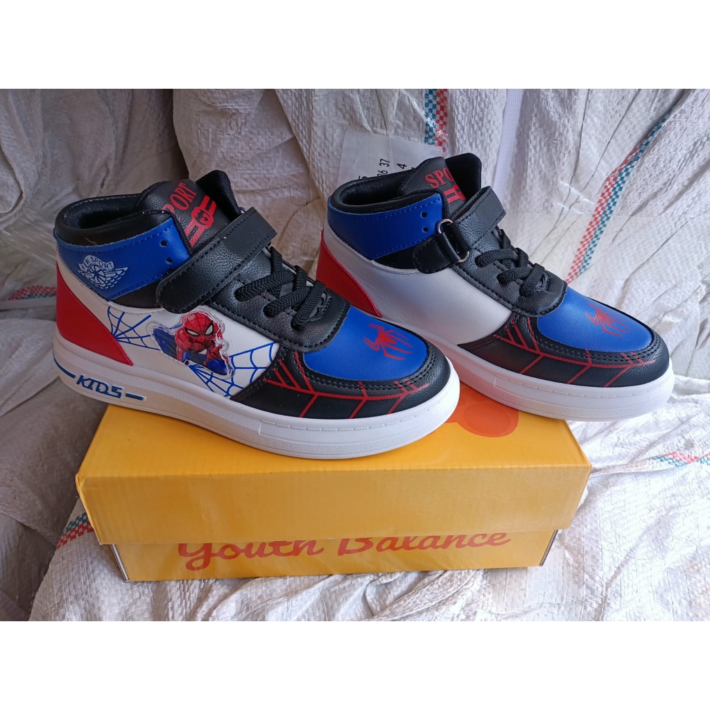 sepatu  anak laki-laki karakter spiderman youth balance 2522 size (26-37) sepatu anak import terbaru