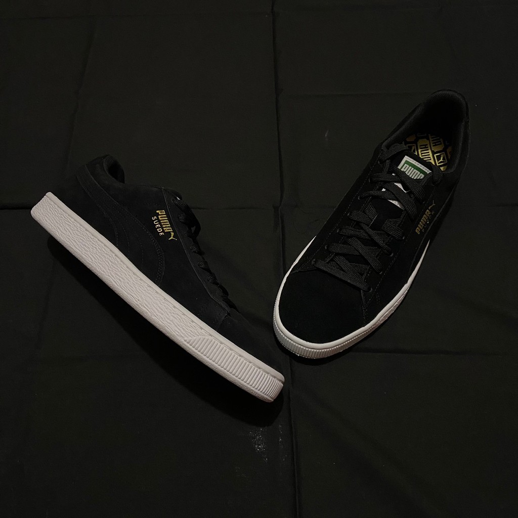 puma suede gold black