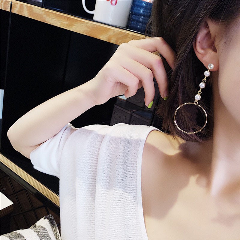 Anting Fashion Korea Model Golden Ring Mix Mutiara 181