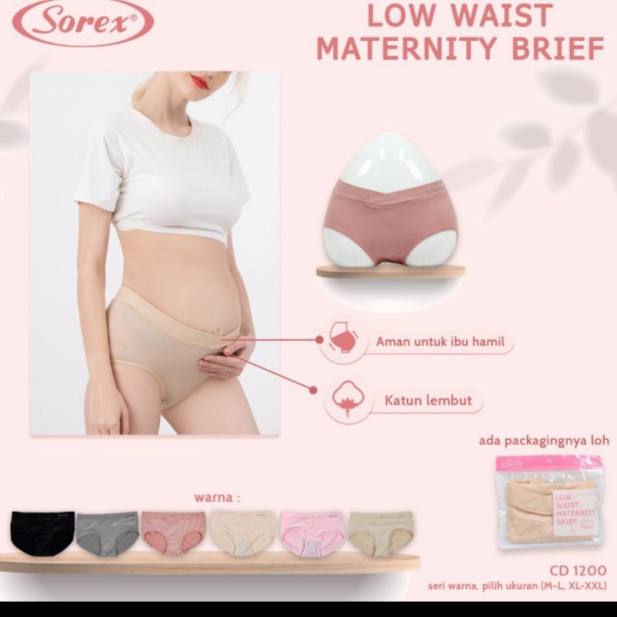 cd celana dalam wanita hamil low waist sorex 1200