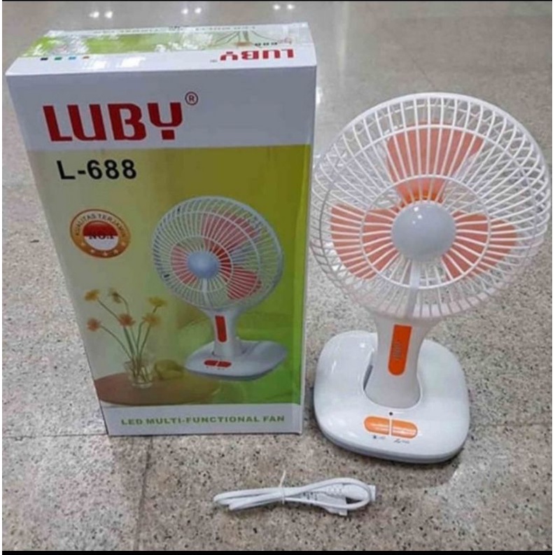 LUBY kipas angin portable + lampu emergency L 688 - rechargeable