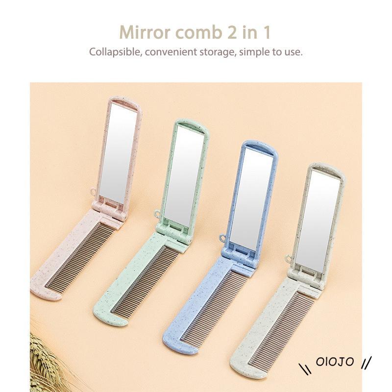 【COD】Sisir Lipat Motif Kartun Gigi Gergaji Bahan Stainless Steel Dengan Cermin