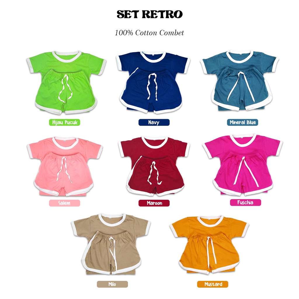 Set retro/setelan anak perempuan /setelan anak laki/kaos anak/baju anak