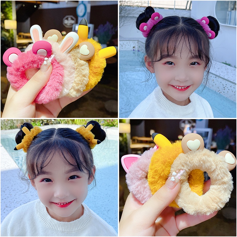 IKAT RAMBUT KOREA ANAK POMPOM KARAKTER KELINCI CUTE IMUT / KUNCIRAN RAMBUT ANAK / IKAT RAMBUT ANAK