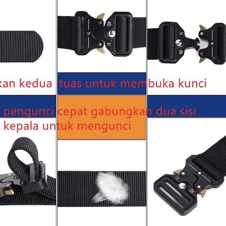 Harga Diskon ikat pinggang pria tactical bahan nylon double ring kepala besi bisa COD