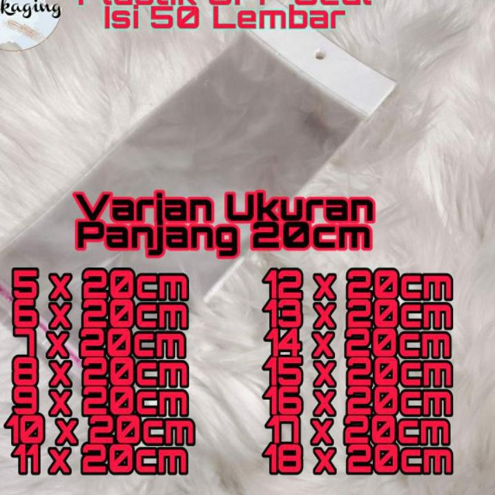 

Ecer / Grosir PLASTIK DISPLAY Panjang 20 cm / PLASTIK OPP SEAL LUBANG Isi 50 LEMBAR