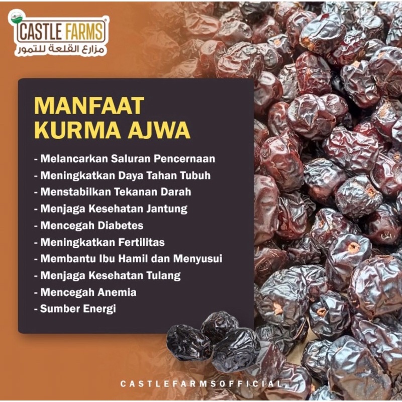 Kurma ajwa castle farm 250gram/ kurma asli madinah/ kurma nabi/ ajwa jumbo organik