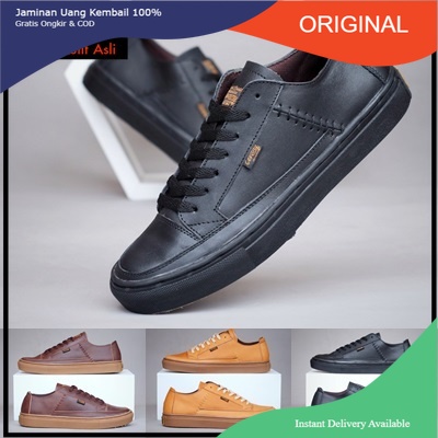 Sepatu Pria Kasual Kulit Asli - CEVANY LOW BLACK - Sepatu Sneakers Pria Model Exodos Kulit Asli