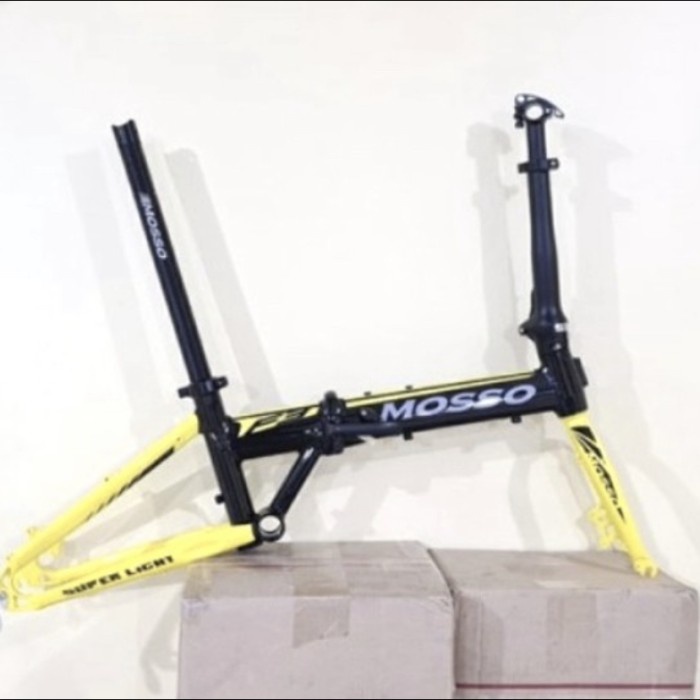 Frame Sepeda lipat MOSSO F3 size 16 inch discbrake kuning - Kuning hitam