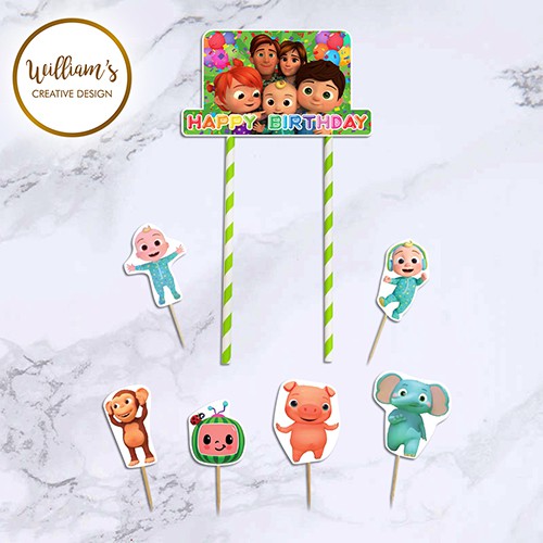  Hiasan  Kue Cake Topper Birthday  C1 Cocomelon isi 7 