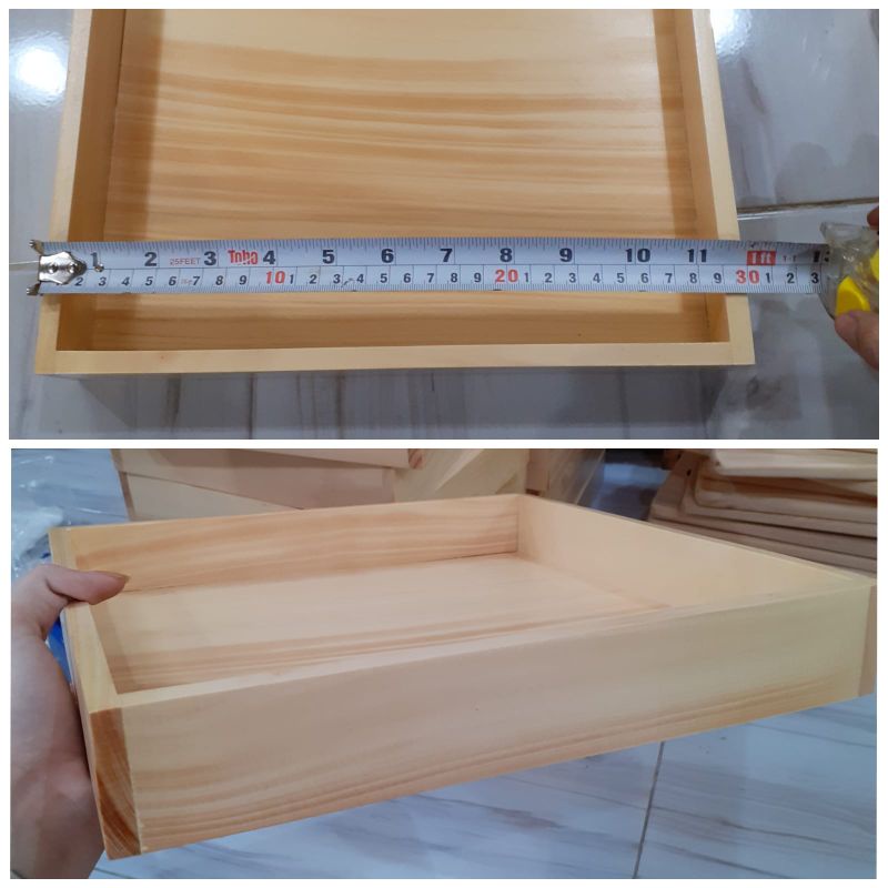 Nampan Kayu / Baki Kayu Pinus 30x30x5 cm Tanpa Lubang