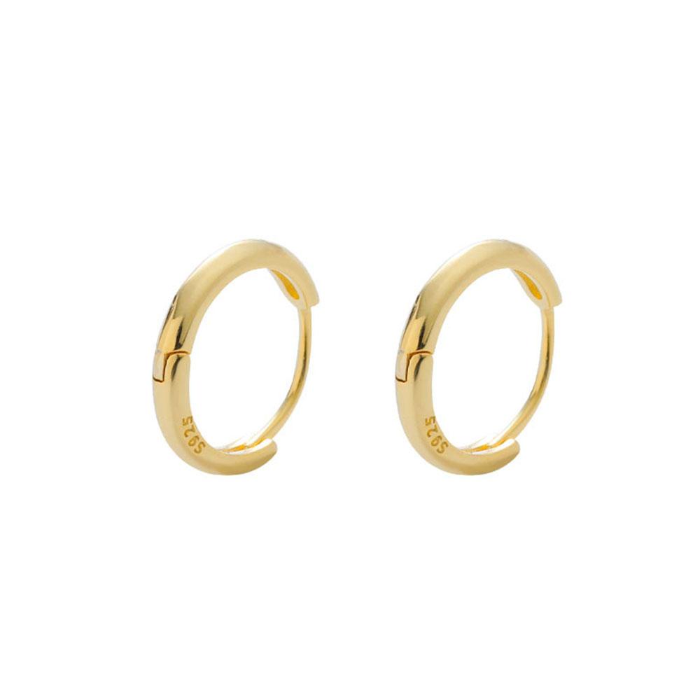 Nickolas1 Anting Hoop Silver Gold Wanita 6mm /8mm /10mm /12mm Korea Simple Ear Buckle