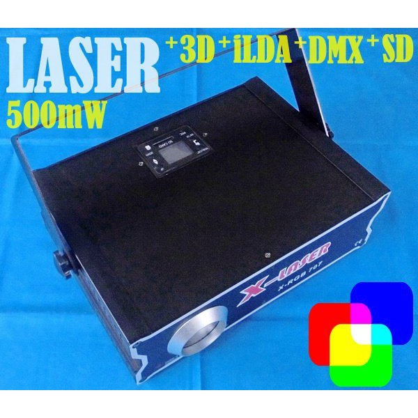 X-Laser X-RGB Disco Laser RGB Stage 500MW 3D PROGRAMMABLE LASER RGB FULL COLOR +SD +DMX +ILDA