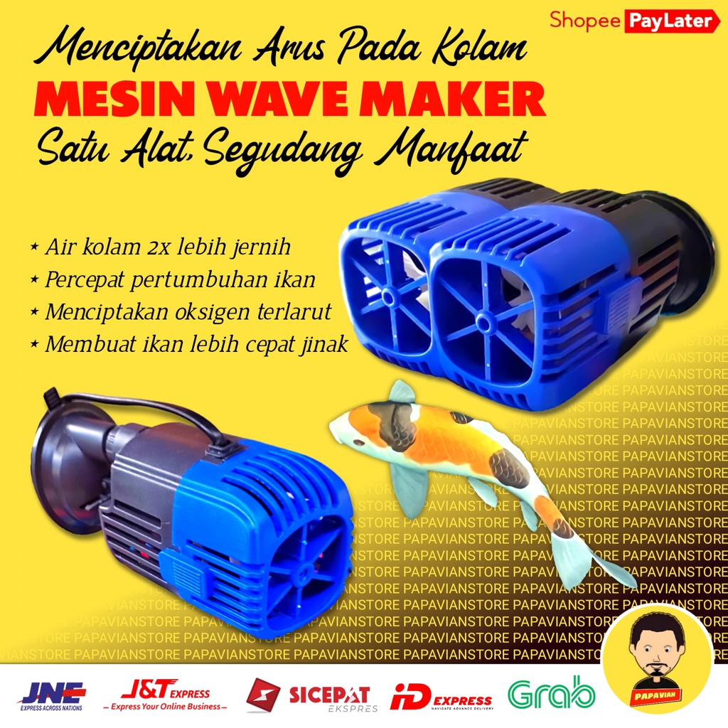 IB74T Pompa Mesin Arus Wave Maker Pembuat Ombak Kolam Ikan Hias Koi Low Watt 25000 Liter Merk Campur