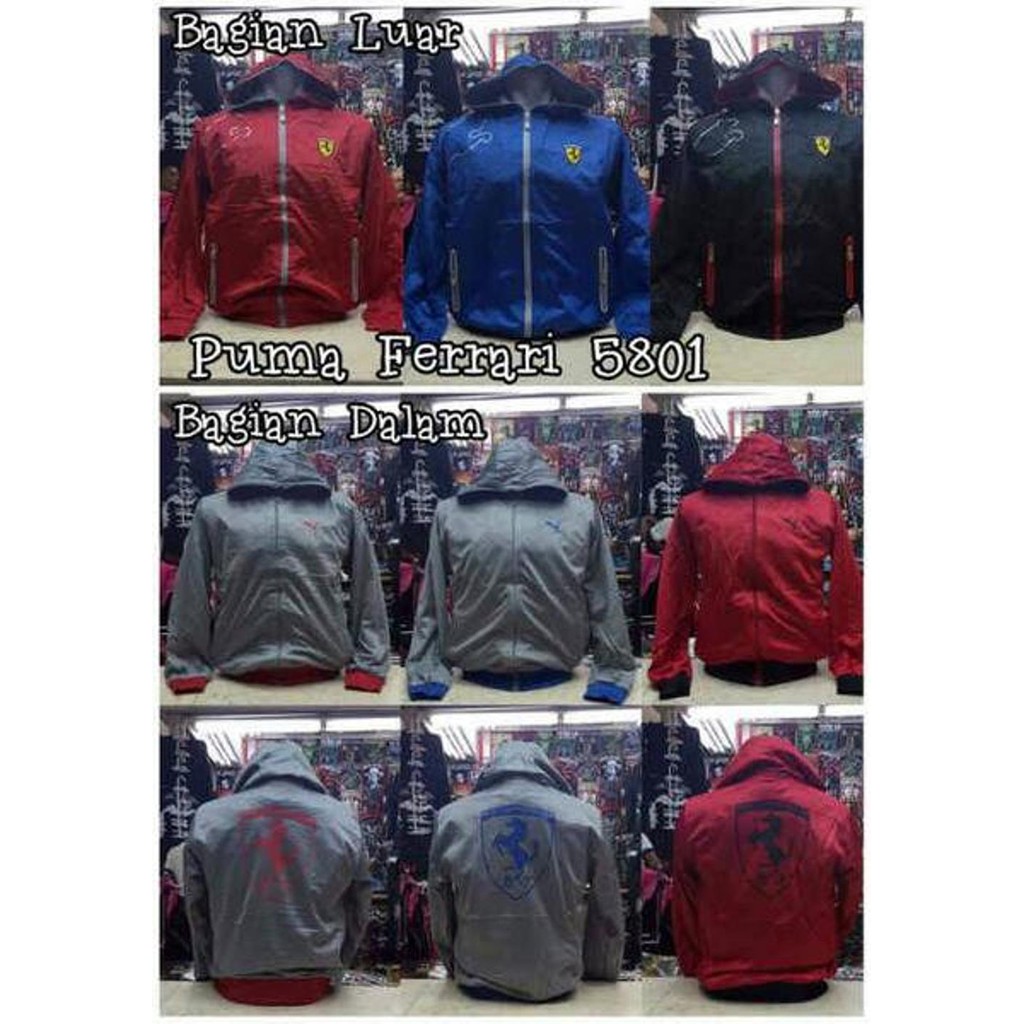 Jual JAKET IMPORT PARASUT BOLAK BALIK PUMA FERRARI Diskon