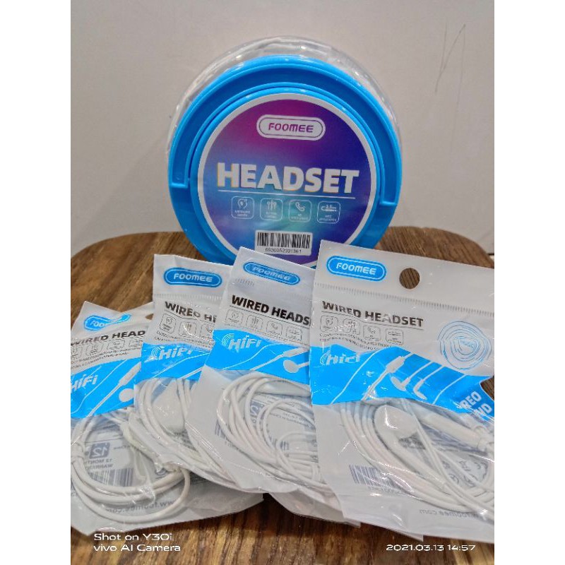 HEADSET / HANDSFREE FOOMEE QA05 STEREO SOUND KUALITAS BAGUS SUARA MANTAP !