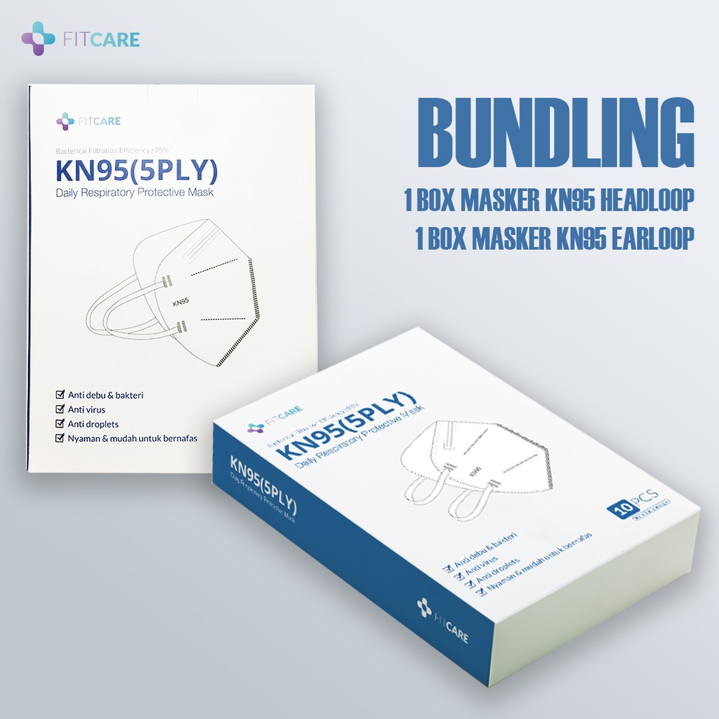 Fitcare Bundling 1box Masker KN95 Earloop dan 1box Masker KN95 Headloop