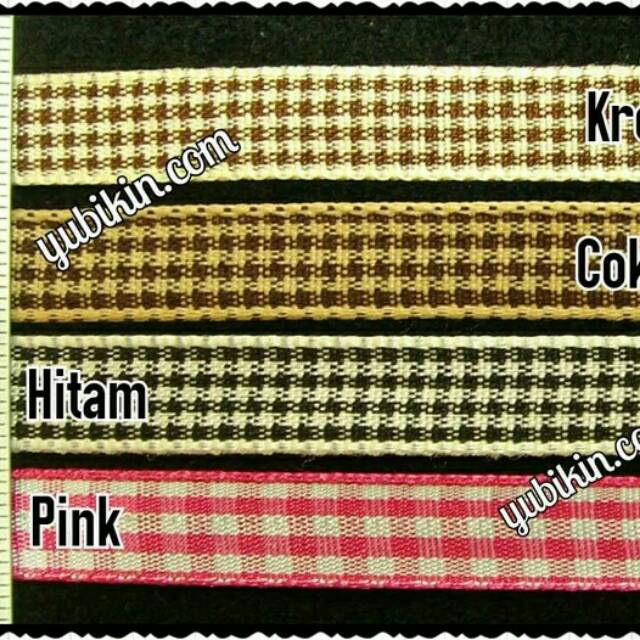 1 Meter Pita Kain Kotak-Kotak 1cm Pink