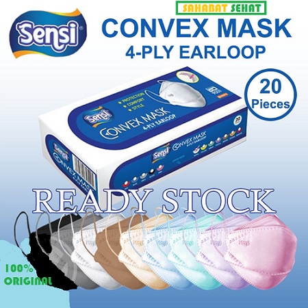 Masker Sensi Convex Mask 4 Ply Earloop (Isi 20 Masker) - Masker Sensi Convex - Putih