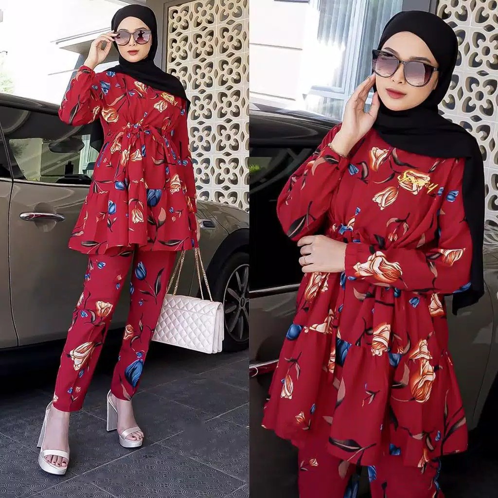 Musco Set STELAN MOTIF KATUN MONALISA TERLARIS Pakaian Muslim Pakaian Wanita