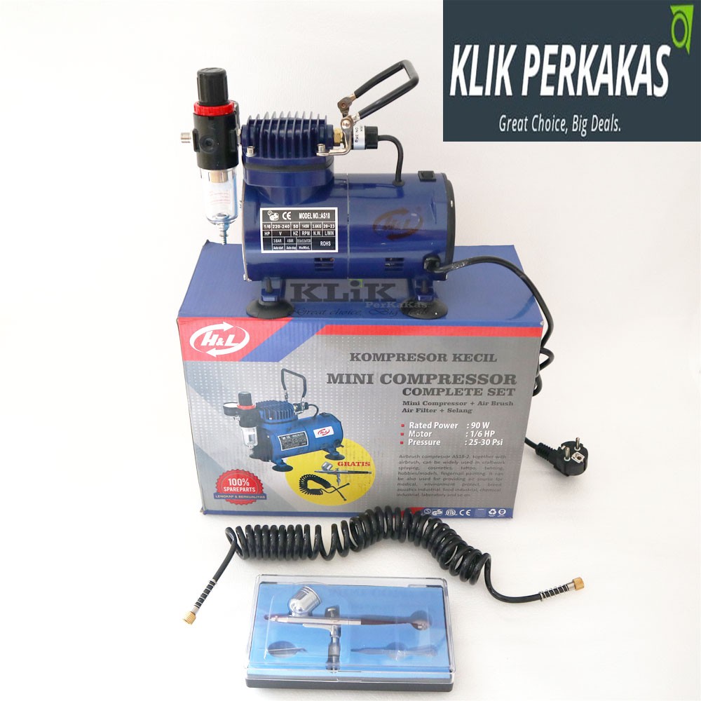 Mini Compressor complete set kompresor kecil + airbrush + air filter + selang H&amp;L hnl