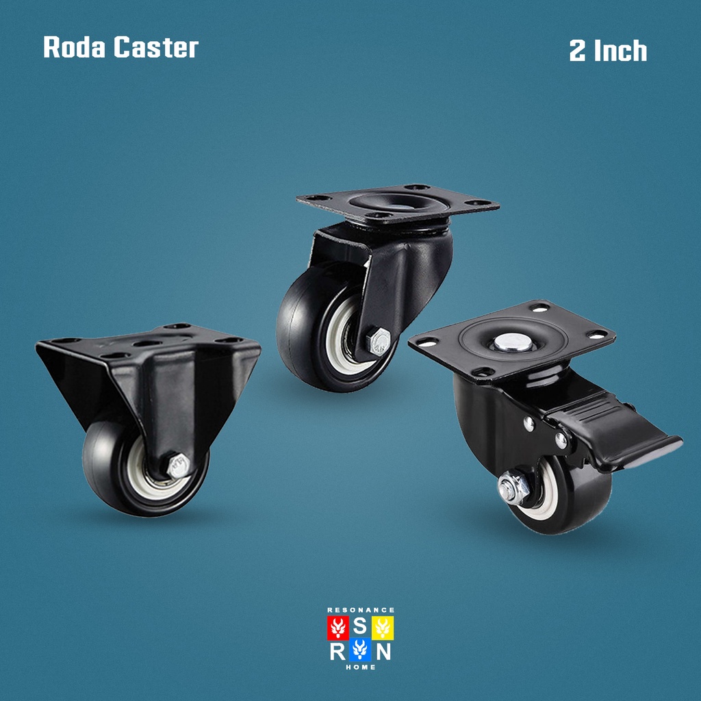 Roda Kursi Kantor Caster TEBAL Plat + Rem/Non Rem 50mm (2inch) | Roda Lemari Meja / Roda Kandang / Roda Kasur