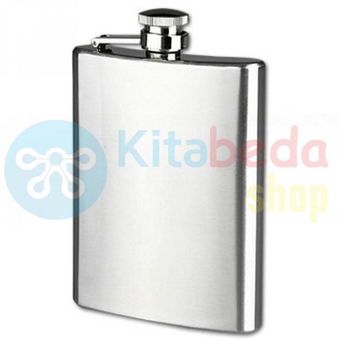 BOTOL MINUM WINE WISKY VODKA GEPENG STAINLESS STEEL KB0855 SILVER